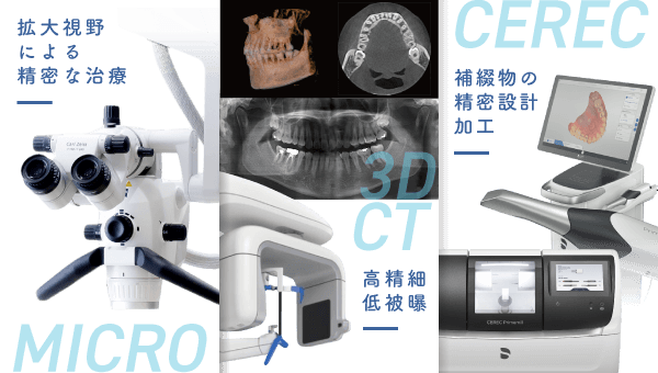 拡大視野による精密治療/補綴物の精密設計加工/高精細低被曝